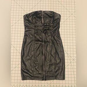 Forever 21 faux leather tube dress zip up with buckles size small/medium